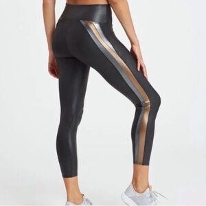 Spanx leggings faux leather track stripe S
